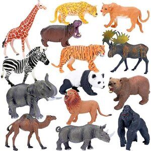 Jumbo Safari Animal Figures Set, 12 Realistic Jungle Zoo Toys, Elephant